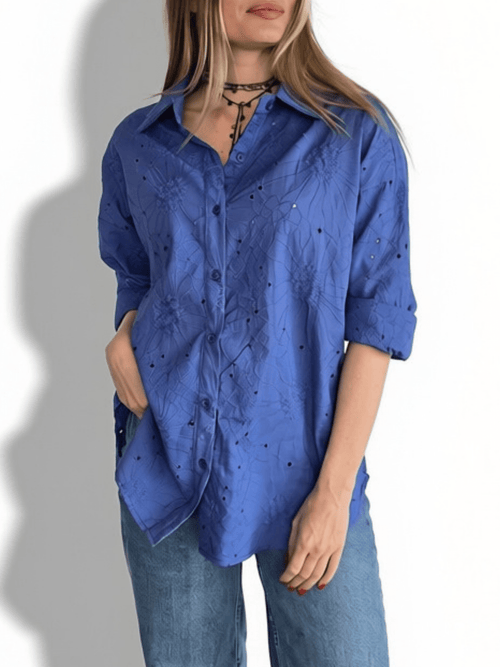 Blusa Bordada, color Azul