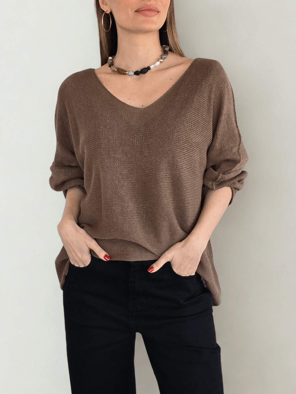 Sweater Italiano de Hilo, color Chocolate