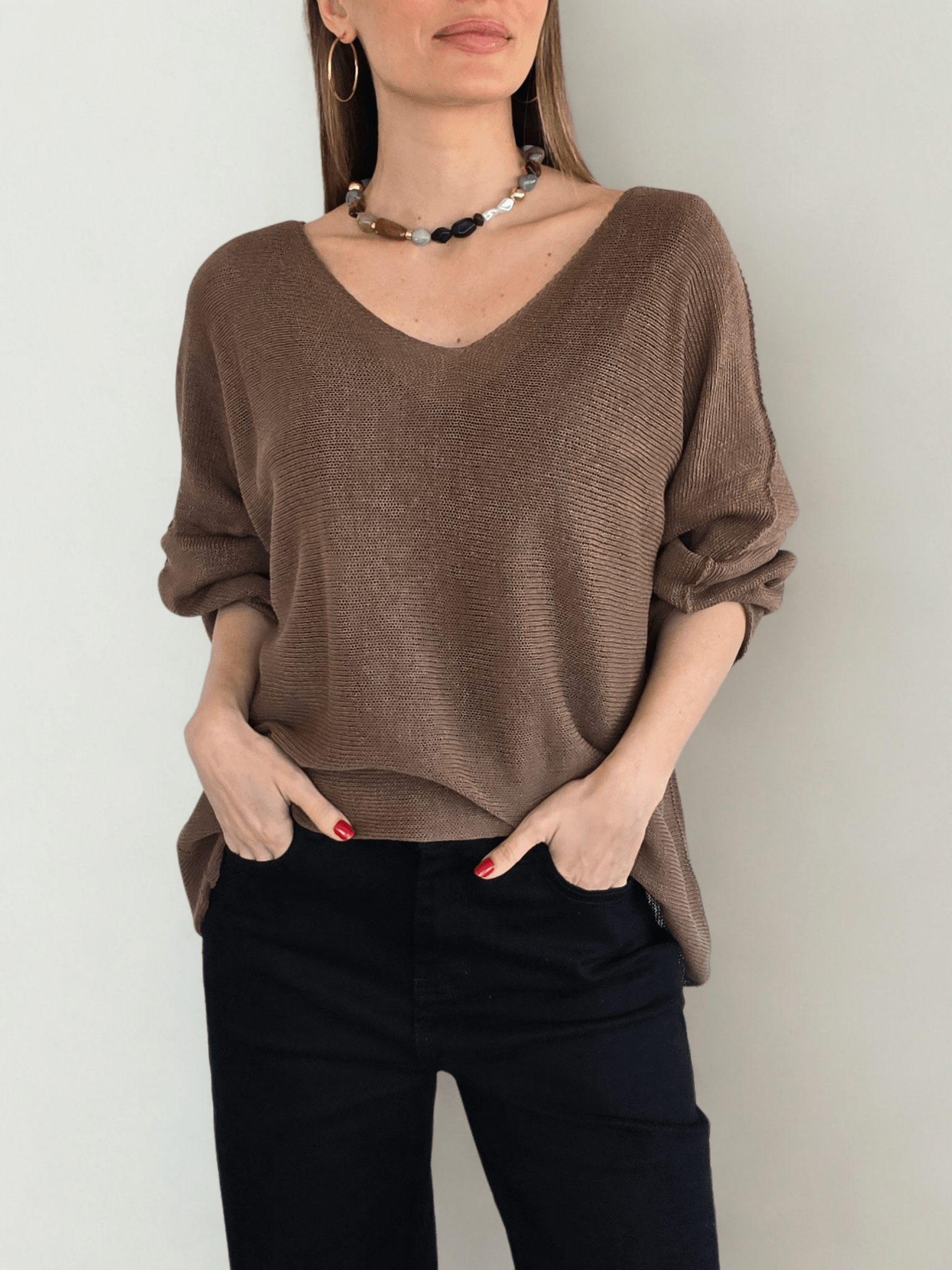 Sweater Italiano de Hilo, color Chocolate