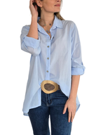 Blusa Italiana 100% Algodón, color Celeste
