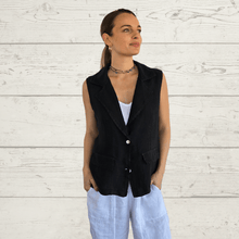 Cargar imagen en el visor de la galería, Chaqueta Blazer 1005 Lino Italiano, color Negro
