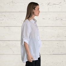 Cargar imagen en el visor de la galería, Blusa Italiana 100% Lino, color Blanco
