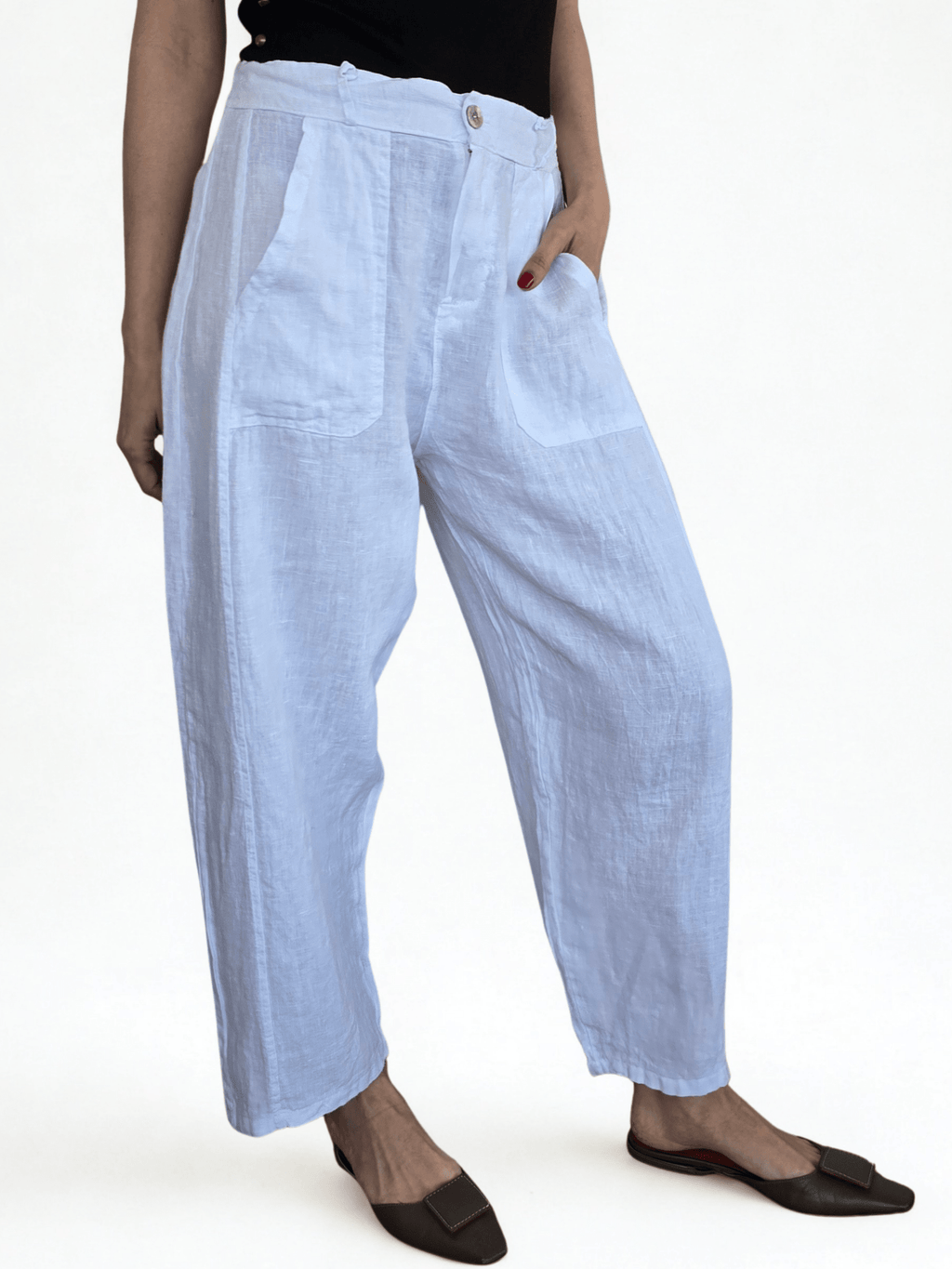 Pantalón Italiano 100% Lino, color Blanco