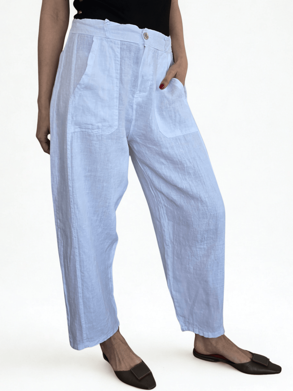 Pantalón Italiano 100% Lino, color Blanco