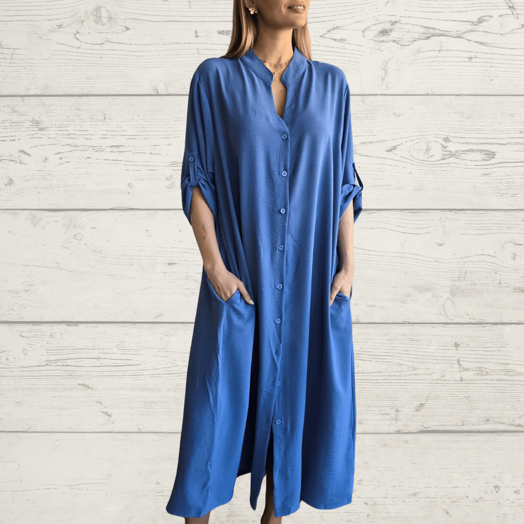 Vestido abotonado, color Azul