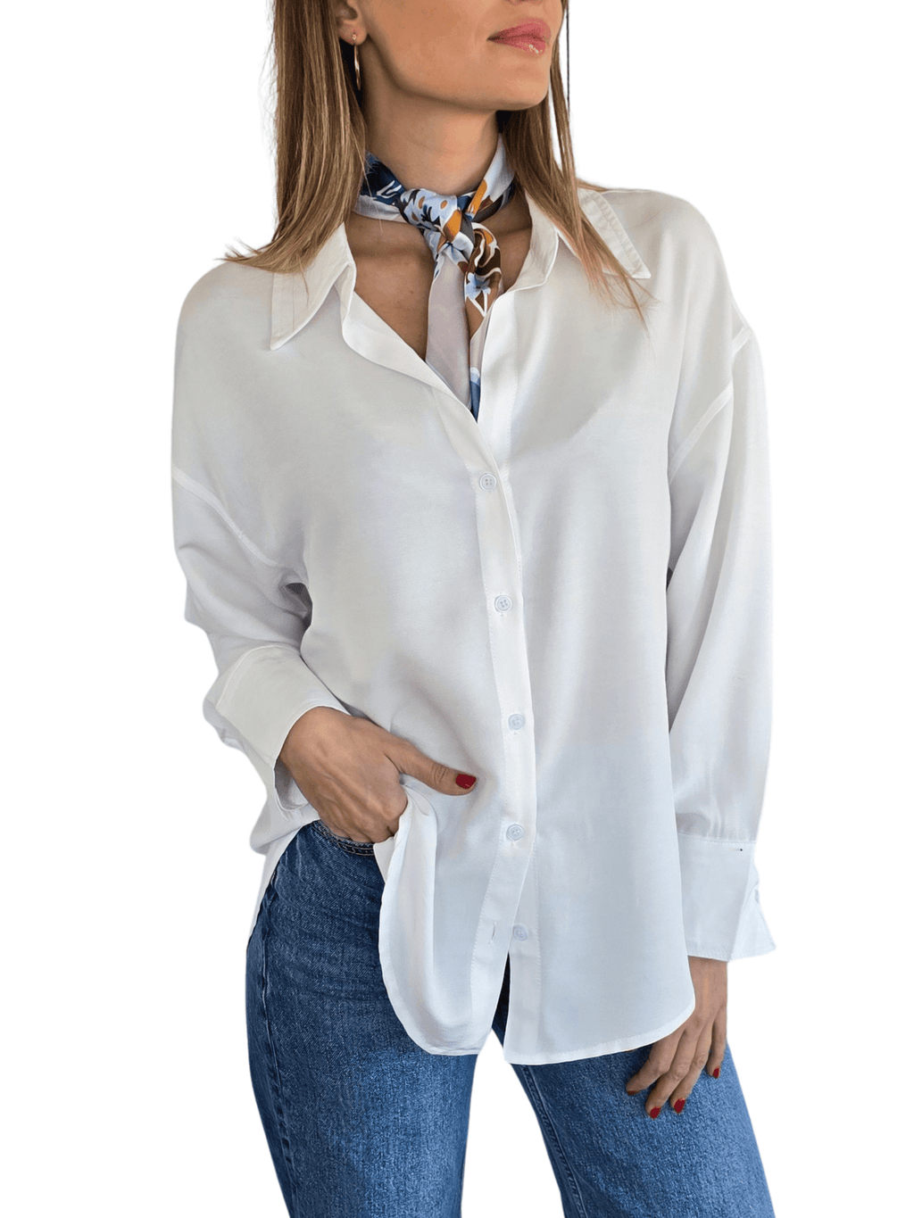 Blusa Escote en V, color Blanco