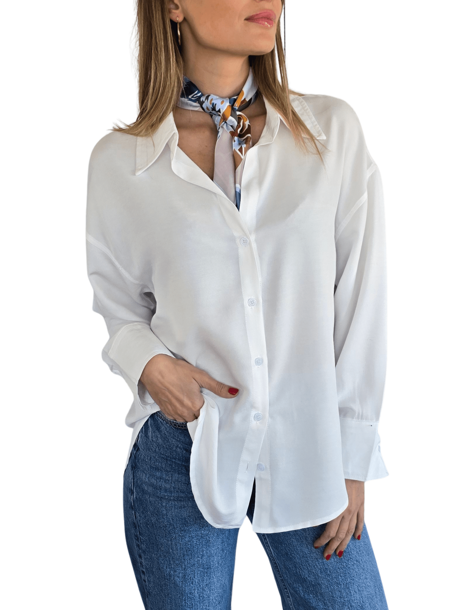 Blusa Escote en V, color Blanco