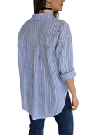 Blusa Italiana Rayada, color Celeste con Blanco