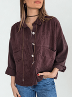 Chaqueta Bordada, color Chocolate