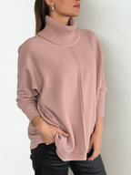 Sweater cuello subido Ribete, color Rosado