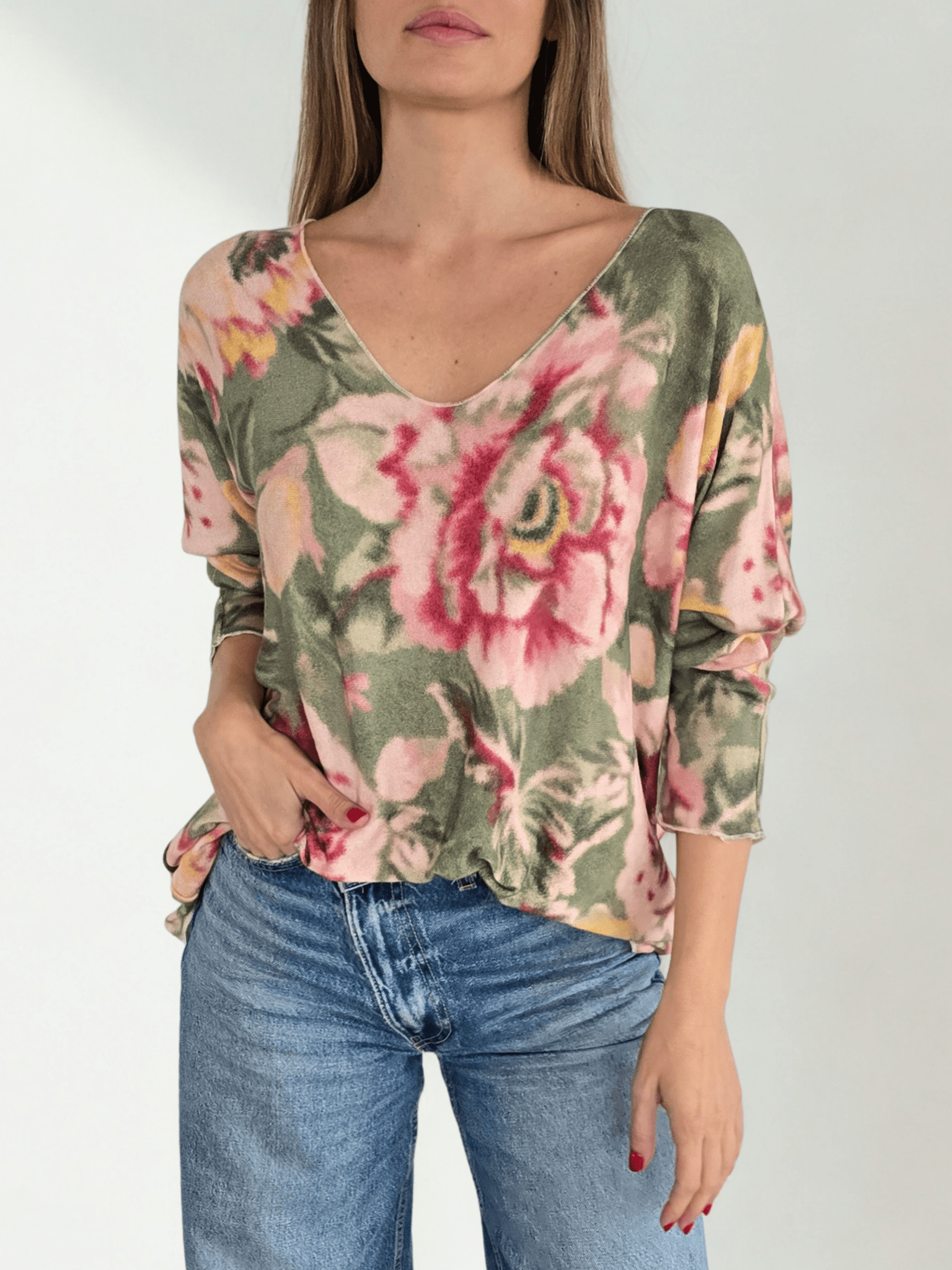 Sweater Italiano Estampado, colores Verde y Burdeo