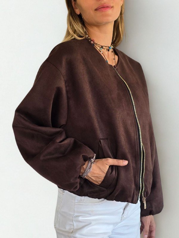 Chaqueta Bomber Italiana, color Chocolate