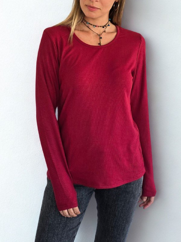 Polera básica, color Burdeo
