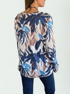 Sweater estampado delgado, fondo Blanco con Azul