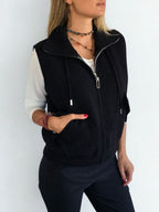 Chaqueta tejida sin mangas, color Negro