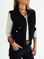 Chaqueta tejida sin mangas, color Negro