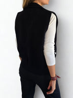 Chaqueta tejida sin mangas, color Negro