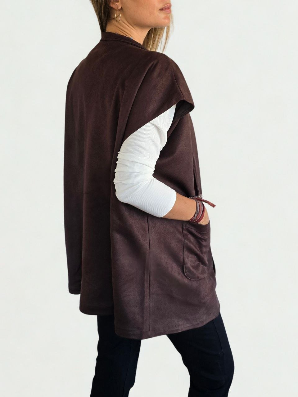 Chaqueta Italiana sin mangas, color Choclate