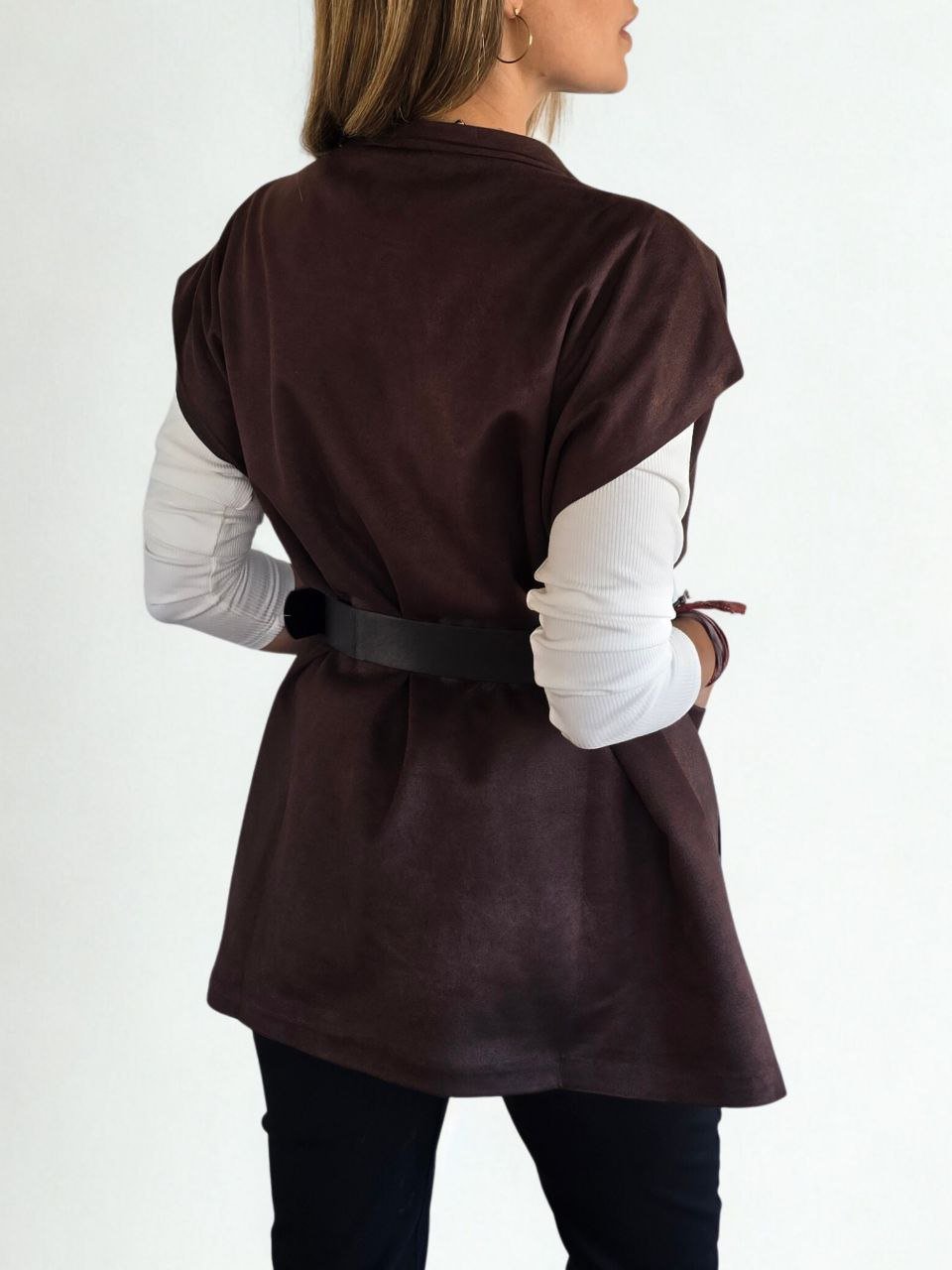 Chaqueta Italiana sin mangas, color Choclate