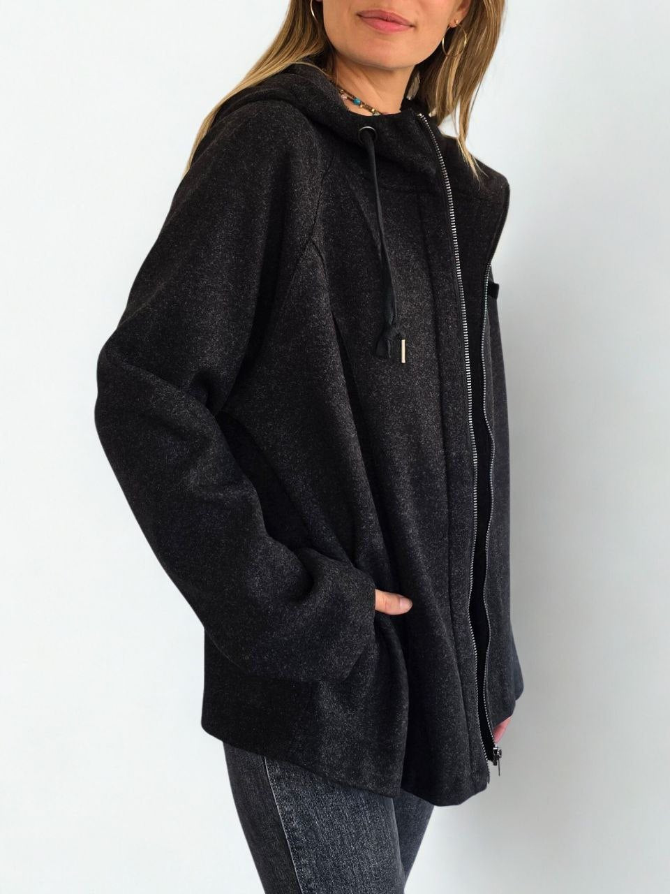 Chaqueta tipo polerón, color Marengo