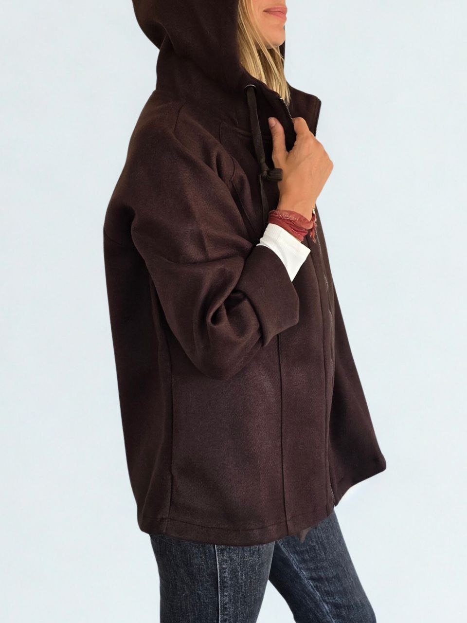 Chaqueta tipo polerón, color Chocolate