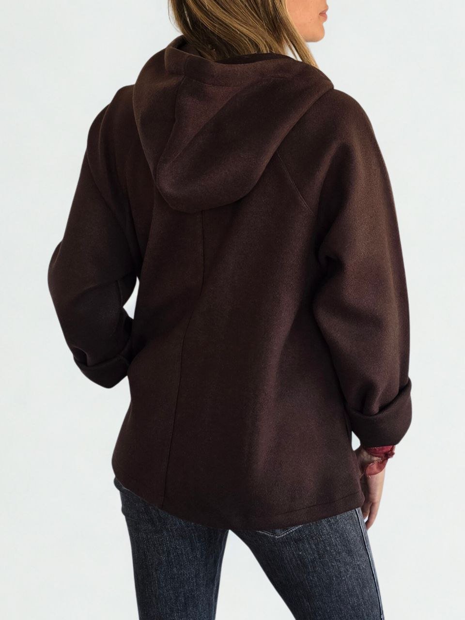 Chaqueta tipo polerón, color Chocolate