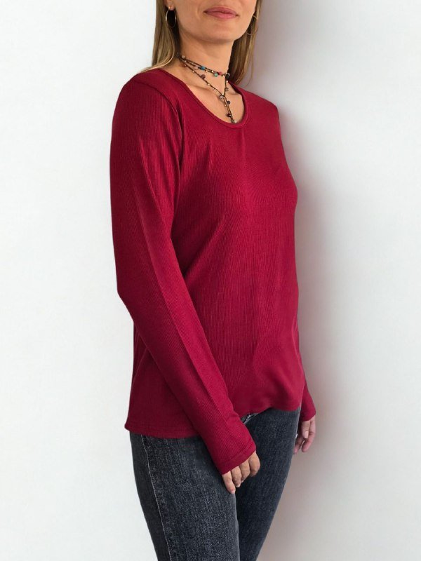 Polera básica, color Burdeo